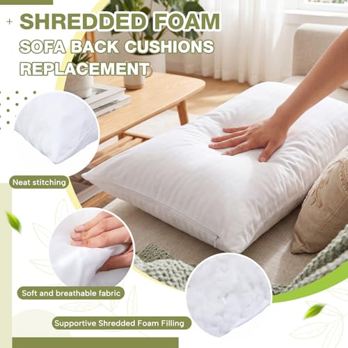Leinuosen 3 Pcs 16x26 Shredded Memory Foam Couch Back Cushion Replacement - size: 16 x 25 Inch