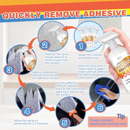 Adhesive Remover for Car Goo & Glue Remover Sticker Remover for Stickers, Labels, Decals, Residue, Tape, Grease, Tar Safe on Car Paint, Glass, Metal, Plastic Surfaces - 10oz/300ml