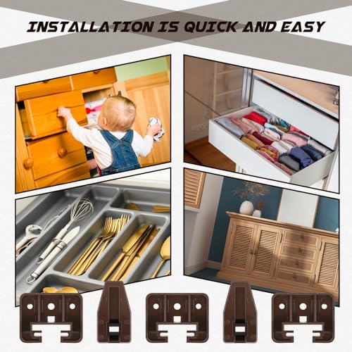 Ripeng 20 Set Drawer Slides and Guides Replacement with Stoppers