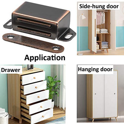 Cabinet Door Catch with Strong Magnetic, 1.2mm Thickness Furniture Latch 20 lbs, Oil Rubbed Bronze (Pack of 8) - color: 8PCS