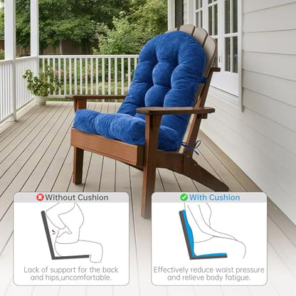 Rocking Chair Cushion 44x19x4 Non-Slip Indoor Adirondack Chair pad - color: Indoor Blue