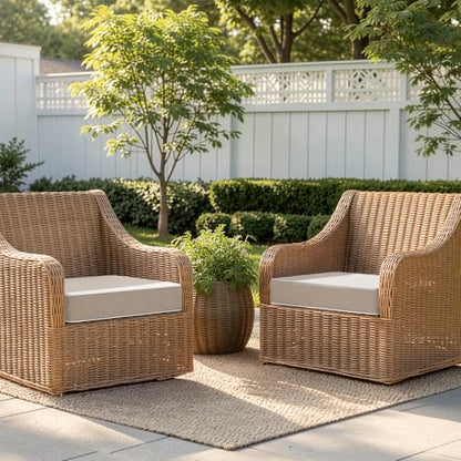 MIULEE Beige Outdoor Chair Cushions 2 Pack,19x19x3 Inch Waterproof Cushions - color: Beige, size: 19 x 19 x 3 Inch