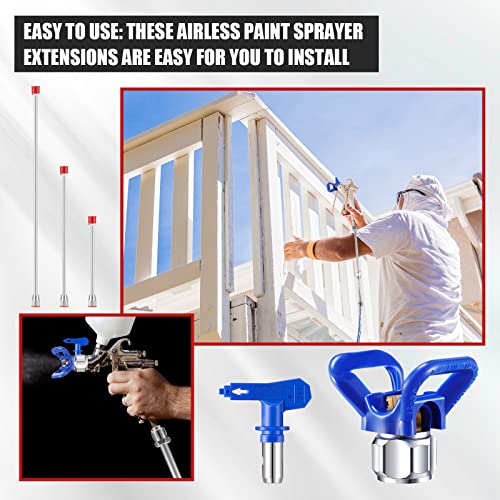 9 Pcs Airless Paint Sprayer Tips Reversible Spray Tip Airless Paint Sprayer Nozzle and Spray Gun Tip Extension with Red Guard Pole Rod and Tips (211,313,415,517,623) - size: 211,313,415,517,623