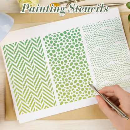 Geometric Texture Stencils for Crafts Reusable 12Pcs Stencils(8.5X4.7 Inch) - color: Texture 30