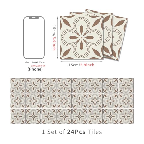 VICCI Wall Tile Stickers 5.9x5.9 inch, 24Pcs - color: Art-228, size: 5.9x5.9IN*24PCS