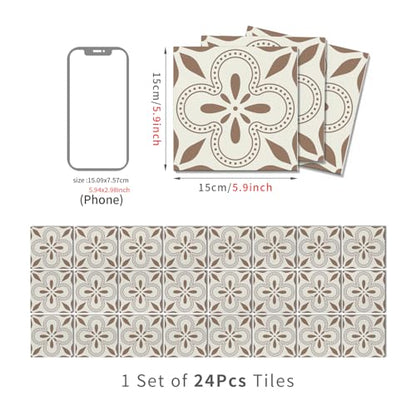 VICCI Wall Tile Stickers 5.9x5.9 inch, 24Pcs - color: Art-228, size: 5.9x5.9IN*24PCS