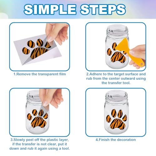 GLOBLELAND 18 Sheets Colorful Daily Plants and Animals Rub on Transfer for Glass Bottle UV DTF Cup Wraps Leopard Zebra Tiger Print Decals Stickers Transfer Stickers Home Decals for Vase Porcelain - style: Animal Fur Texture