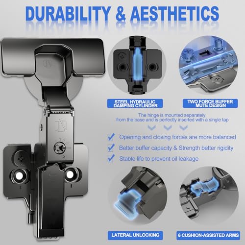 8 Pack Soft Close Cabinet Hinges for Kitchen Frameless Cabinets Inset Self-Closing Concealed Hinge 110° 4D Adjustment Speed Control Ideal for Upgrading Cabinet Doors and Drawers - size: Inset
