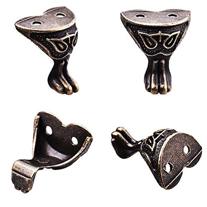 Antique Brass Box Feet 4 Pcs Zinc Alloy Legs for Jewelry Boxes