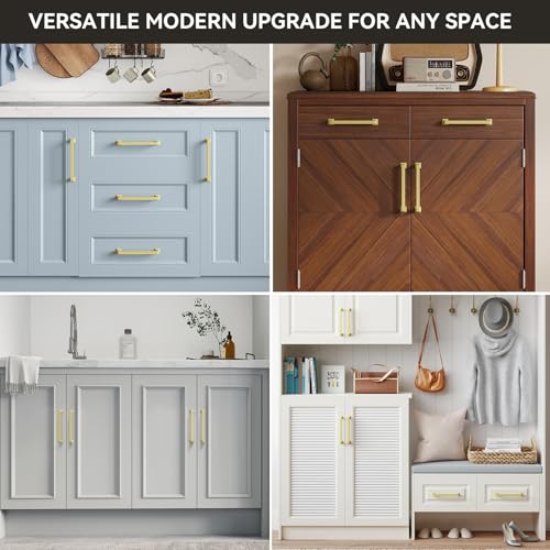 homdiy 10 Pack 3 Inch Gold Cabinet Handles, Solid Zinc Alloy Brass Pulls - color: Gold, size: 3" Hole Center
