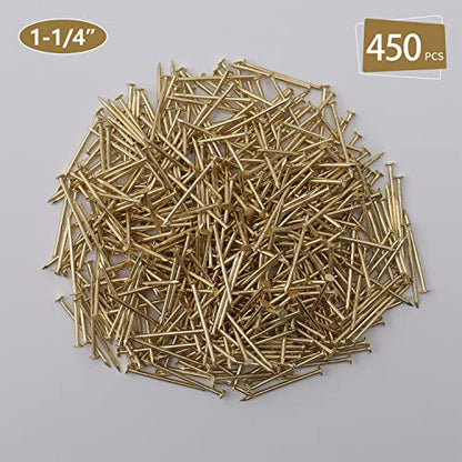JEGONFRI 450PCS 1-1/4" x 16Ga Brass Plated Nails for Hanging Pictures - color: Gold, size: 1-1/4 In , 450 Pcs