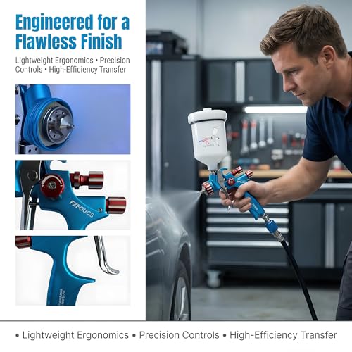 HVLP Air Spray Gun Kit 1.3mm, Professional Automotive Paint Sprayer - color: Blue-red, size: 1.3mm