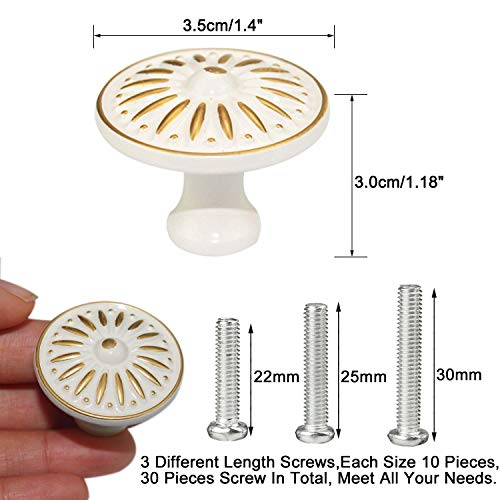 Cabinet Knob, 10Pcs 35mm Single Hole Ceramic knob Dresser Cupboard Cabinet Drawer Knobs Wardrobe Door Pull Handle for Home Office