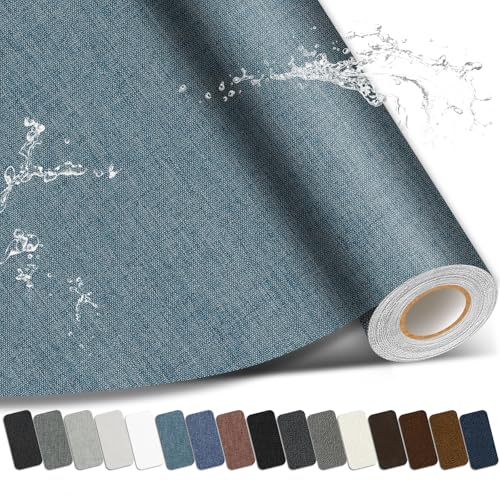 Fabric Repair Patch, Self Adhesive Couch Tape for Cloth Furniture - color: Linen Blue Grey, size: 3.5X79 Inch