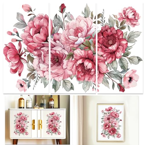 INFUNLY 3 Sheet Vintage Flowers Rub on Transfers for Crafts and Furniture 6x12 Vintage Rub on Floral Transfer Decals Flower Rub on Transfer Wall Stickers Waterproof for Scrapbook DIY Paper Home Decor - style: Vintage Flowers