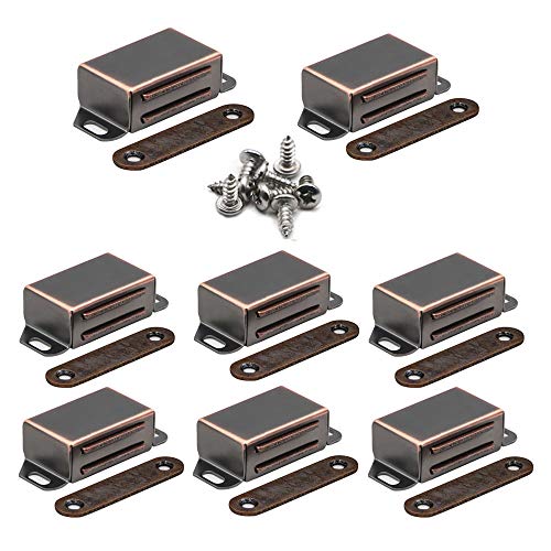 Cabinet Door Catch with Strong Magnetic, 1.2mm Thickness Furniture Latch 20 lbs, Oil Rubbed Bronze (Pack of 8) - color: 8PCS