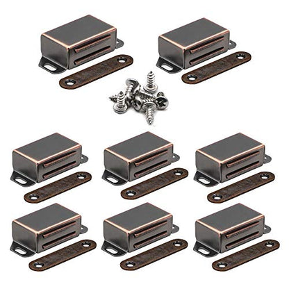 Cabinet Door Catch with Strong Magnetic, 1.2mm Thickness Furniture Latch 20 lbs, Oil Rubbed Bronze (Pack of 8) - color: 8PCS