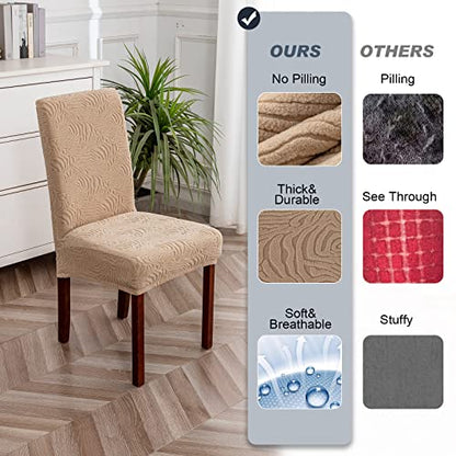 Dining Chair Covers Set of 2, Stretch Parsons Chair Slipcovers - color: Khaki, size: 2 Pack