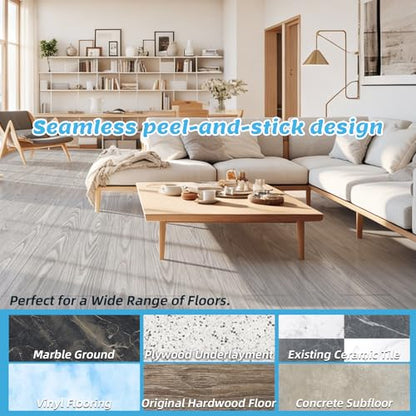 Art3d 10-Pack Peel and Stick Vinyl Floor Tiles (15 Sq.Ft), Light Gray - color: Light Gray