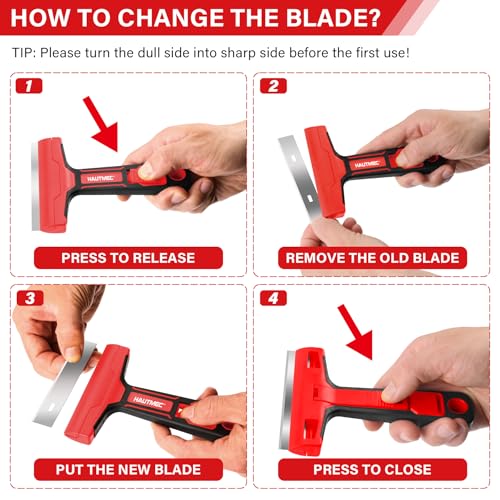 HAUTMEC Razor Blade Scraper Tool, 4" Wider Scraper Tool with 20 Extra Carbon Steel Blades, Razor Scraper for glass scraper, Adhesive, Label, Sticker from Window, Glass, Tile, Floor, Stove 25033 - style: 4" Wider