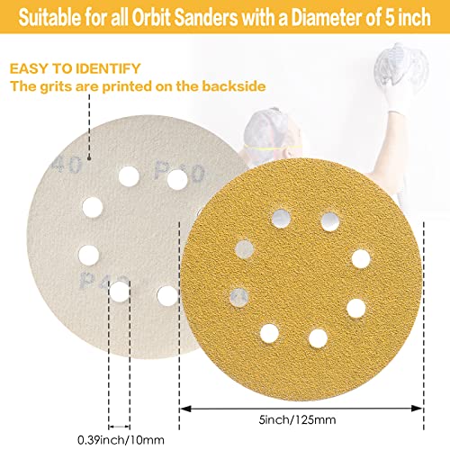 100PCS 5 Inch Sanding Discs 150 Grit Random Orbit Sander Sandpaper - style: Advanced Aluminum Oxide
