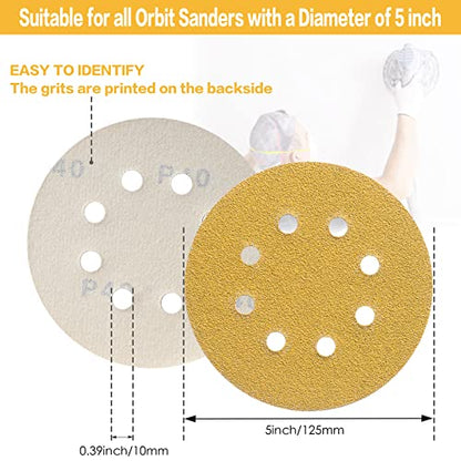 100PCS 5 Inch Sanding Discs 150 Grit Random Orbit Sander Sandpaper - style: Advanced Aluminum Oxide