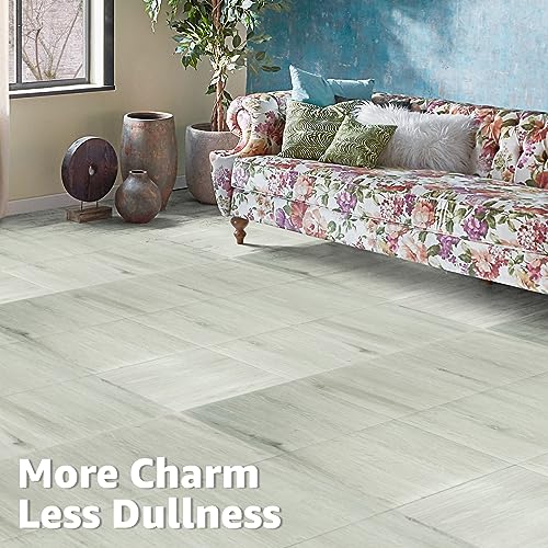 Art3d 30-Pack Peel and Stick Floor Tiles (30 Sq.Ft), White-Washed Oak - color: White-Washed