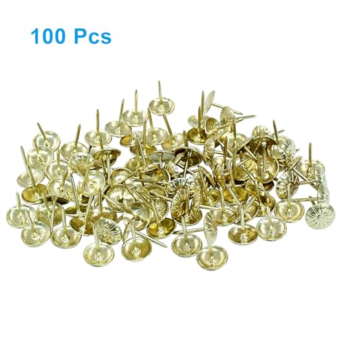 Antique Upholstery Tacks, Gold, 100 Pack, 7/16 Inch - color: Gold