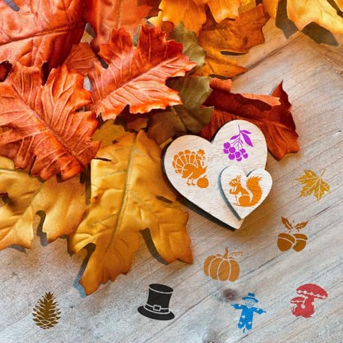 JULMELON 20Pcs Fall Stencils for Painting on Wood Cute Autumn Crafts Kids - style: Fall