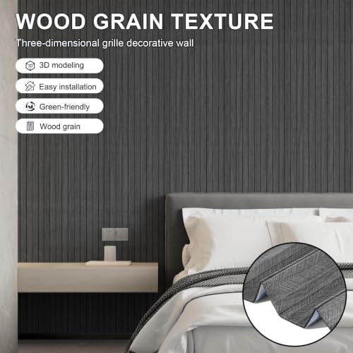 Peel and Stick Slat Wall Panel 15.75" X 118" PVC Self-Adhesive for Walls - color: Dark Gray 15.7 x 118in