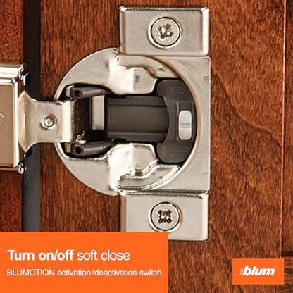 Blum Compact BLUMOTION Hinge (10 Kits), 1/2" Overlay, 105° Opening Angle, Steel, Integrated Soft-Close Hinges for Face Frame Cabinets - size: 10 KITS, style: With Screws