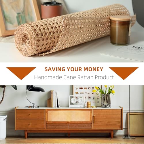 Cane Webbing,24" Width Natural Rattan Webbing Roll 3.3Ft Caning Material with 3/19" Groove Chair Caning Spline for Cabinet,Chair, Furniture,Wicker Projects - size: 24"Wx40"L(3.3ft)