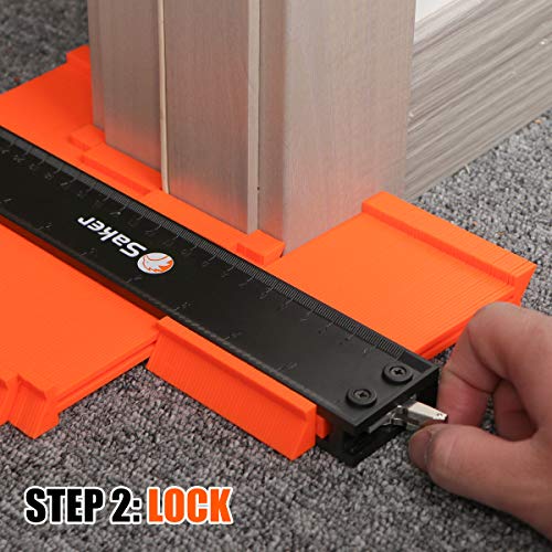 Saker Multi-function Scribing Tool&Saker Contour Duplication Gauge(10 Inch+5 Inch) (ORANGE)