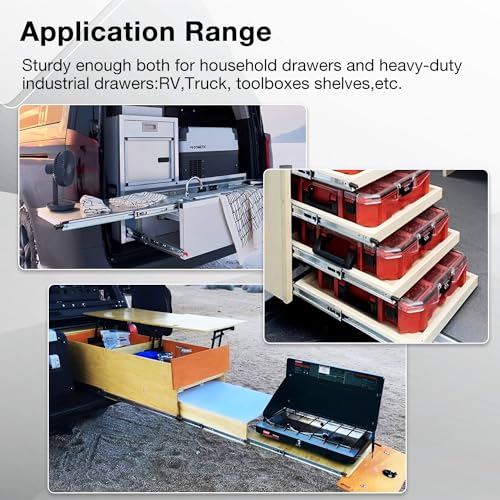 Heavy Duty Locking Drawer Slides Load 136 lbs Full Extension Runners with Lock 12 14 16 18 20 22 24 26 28 30 32 34 36 38 40 Inch Side Mount Rails for Drawer Capacity 136 lb 1 Pair - size: 22 Inch, style: With lock