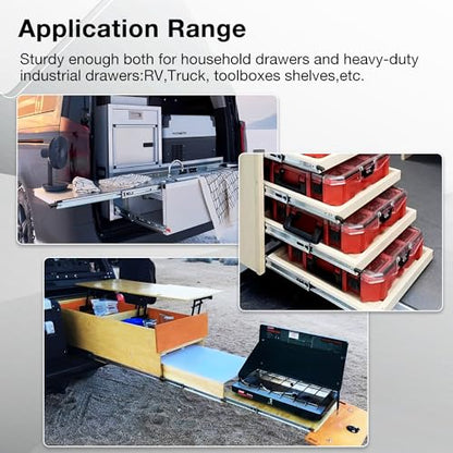 Heavy Duty Locking Drawer Slides Load 136 lbs Full Extension Runners with Lock 12 14 16 18 20 22 24 26 28 30 32 34 36 38 40 Inch Side Mount Rails for Drawer Capacity 136 lb 1 Pair - size: 22 Inch, style: With lock