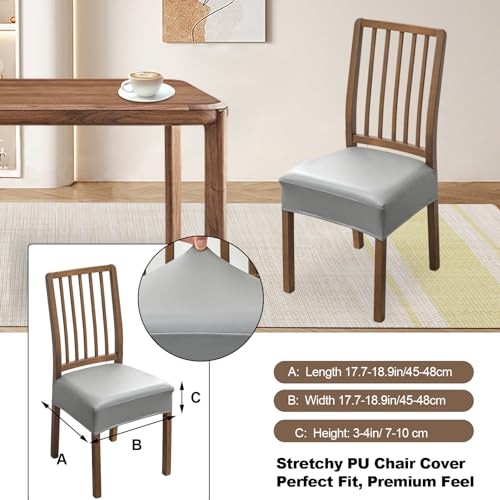 FUANGUI Dining Chair Covers Set of 2, Kitchen Chair Seat Covers - color: Pu-grey