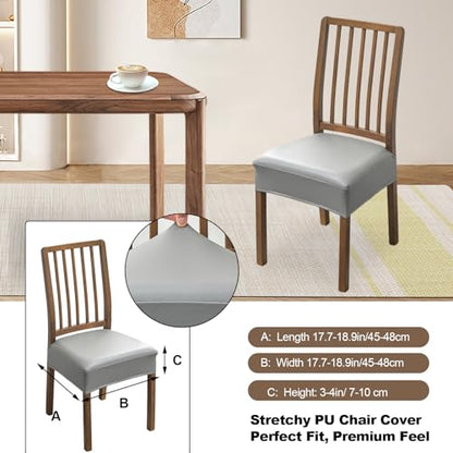 FUANGUI Dining Chair Covers Set of 2, Kitchen Chair Seat Covers - color: Pu-grey
