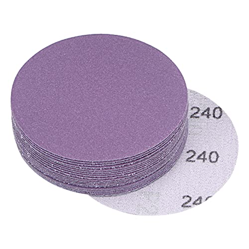 uxcell 20Pcs 3-Inch Purple Sanding Discs 240 Grits Hook and Loop Professional Aluminum Oxide Sand Paper Wet Dry Polish for Wood Metal Paint Finishing - style: 240 Grit
