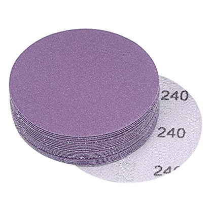 uxcell 20Pcs 3-Inch Purple Sanding Discs 240 Grits Hook and Loop Professional Aluminum Oxide Sand Paper Wet Dry Polish for Wood Metal Paint Finishing - style: 240 Grit