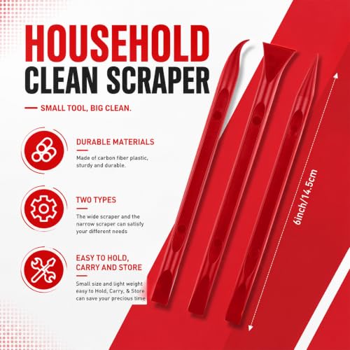 Honoson 9 Pcs Cleaning Scraper Tool Detailing Picks Non Scratch, Red - color: Red