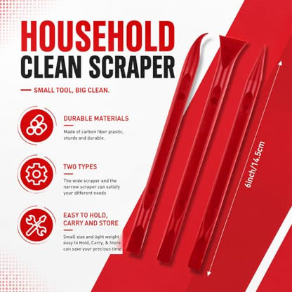 Honoson 9 Pcs Cleaning Scraper Tool Detailing Picks Non Scratch, Red - color: Red