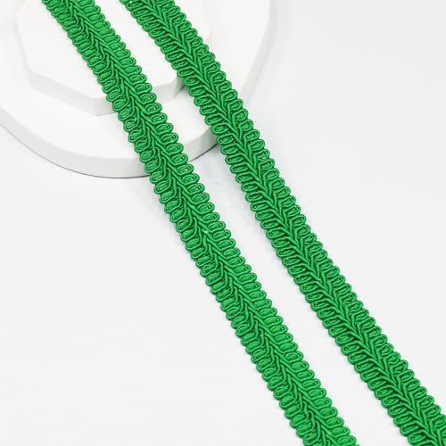 Green Gimp Braid Trim 10Yards 15mm/0.59in Fabric Decorative Webbing for All Kinds of Sewn Garments, Curtains,Lampshade, Sofa DIY Sewing and Crafting (Green-15mm) - color: Green-15mm, size: 12mm