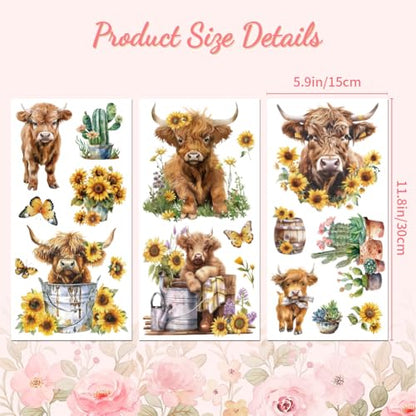 Peacoblue Highland Cattle Rub On Transfers for Furniture Craft 6"x12" - style: Highland Cattle