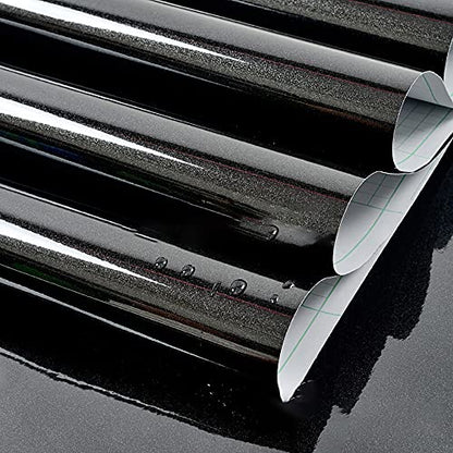 tiltil Shiny Peel and Stick Wallpaper Black Contact Paper 15.8" × 393" - color: Black, size: 15.8" x 393"