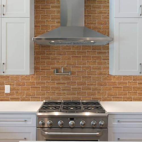 Vamos Tile 100 Pieces Peel and Stick Backsplash Tile, 3" x 6" Subway Tile - color: Red Travertine
