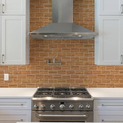 Vamos Tile 100 Pieces Peel and Stick Backsplash Tile, 3" x 6" Subway Tile - color: Red Travertine
