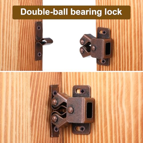 2Pcs Cabinet Latch, Double Roller Catch Latches Hardware for Cabinet Closet Cupboard Door Latches and Catches (Bronze)