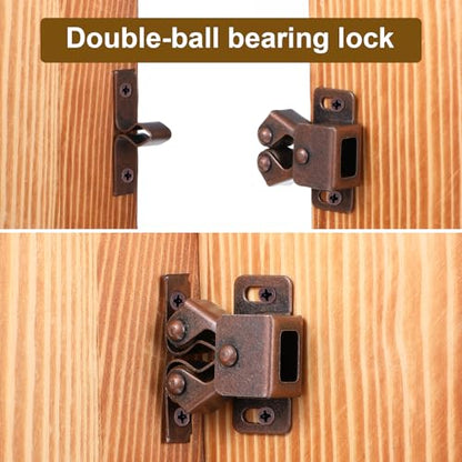 2Pcs Cabinet Latch, Double Roller Catch Latches Hardware for Cabinet Closet Cupboard Door Latches and Catches (Bronze)