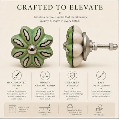 Ceramic Cabinet Knobs, Set of 12 Colorful Floral Drawer Knobs