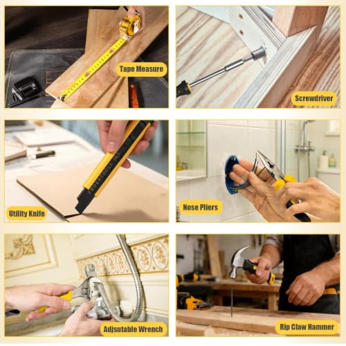 Sundpey 166-PC Small Basic Home Tool Kit Set with 12V Cordless Drill & Case